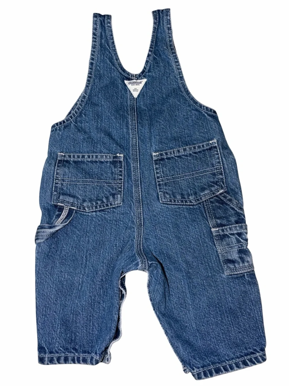 Vintage OshKosh B’gosh Denim Shortalls Overalls 3-6M Baby Carpenter 90s 8428005